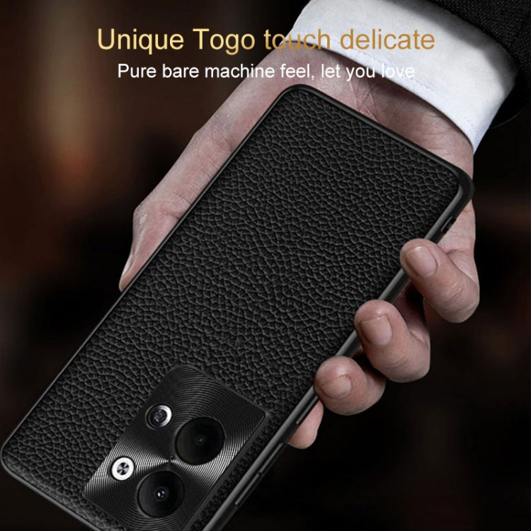 For OPPO Reno9 Genuine Leather Litchi Texture Phone Case