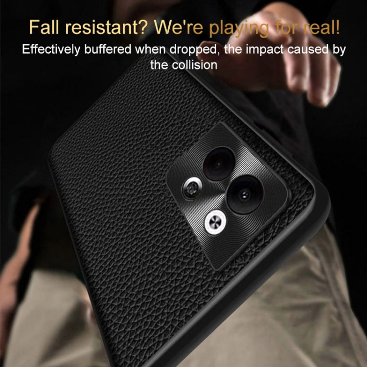 For OPPO Reno9 Genuine Leather Litchi Texture Phone Case