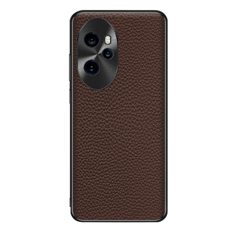 For Honor 100 Pro Genuine Leather Litchi Texture Phone Case