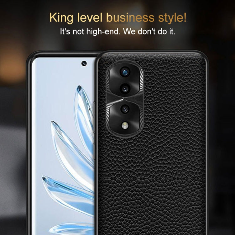 For Honor X50 Genuine Leather Litchi Texture Phone Case