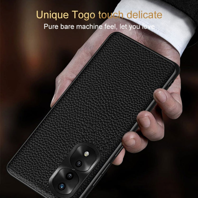 For Honor 90 Genuine Leather Litchi Texture Phone Case