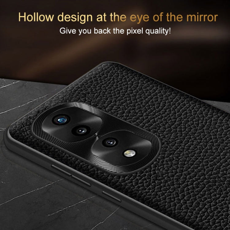For Honor X50 Genuine Leather Litchi Texture Phone Case