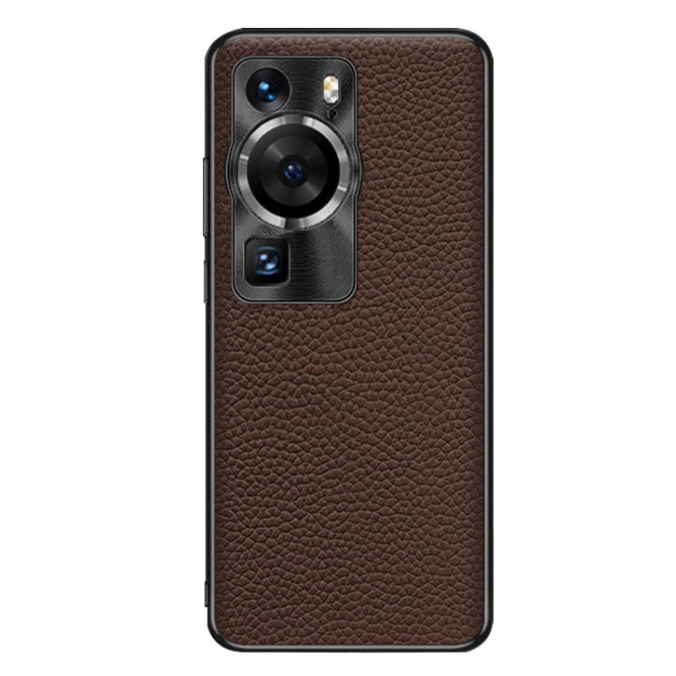 For Huawei P60 Genuine Leather Litchi Texture Phone Case