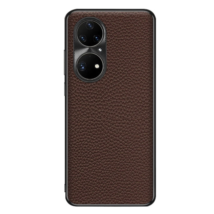 For Huawei P50 Pro Genuine Leather Litchi Texture Phone Case