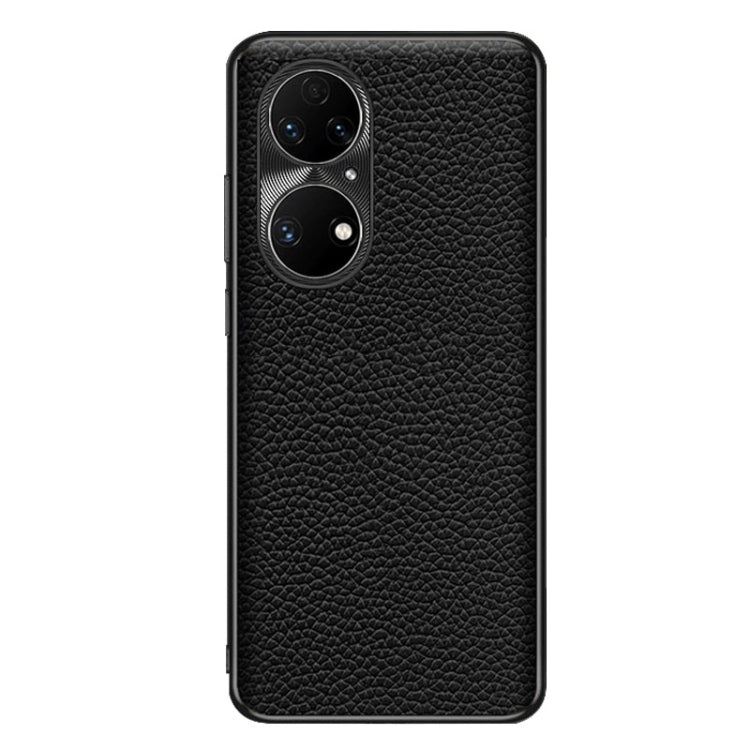 For Huawei P50 Genuine Leather Litchi Texture Phone Case