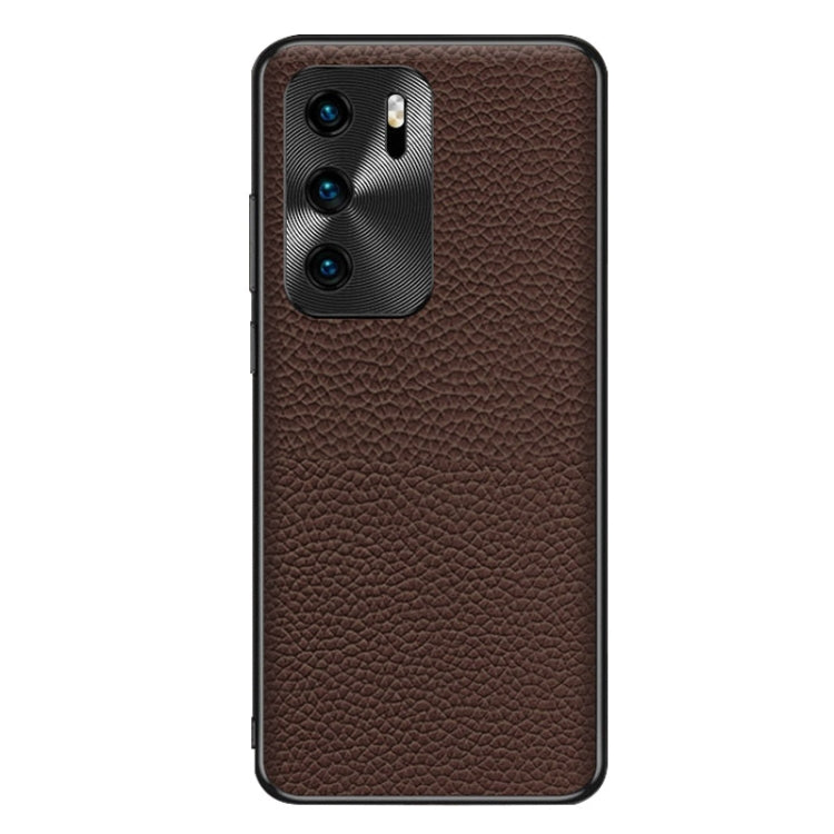 For Huawei P40 Genuine Leather Litchi Texture Phone Case
