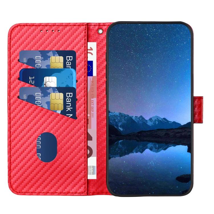 For Sharp Basio Active 3 YX0070 Carbon Fiber Buckle Leather Phone Case with Lanyard