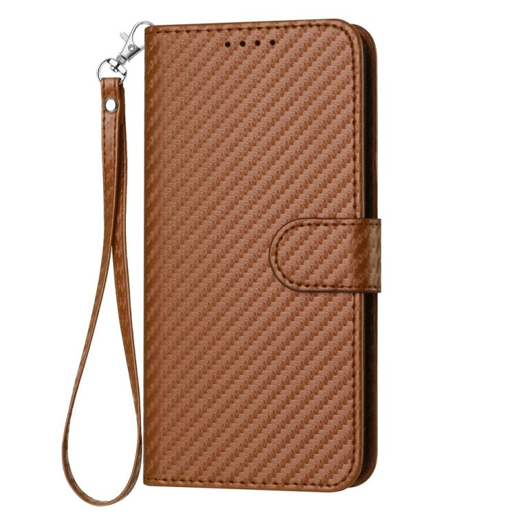 For Sharp Basio Active 3 YX0070 Carbon Fiber Buckle Leather Phone Case with Lanyard
