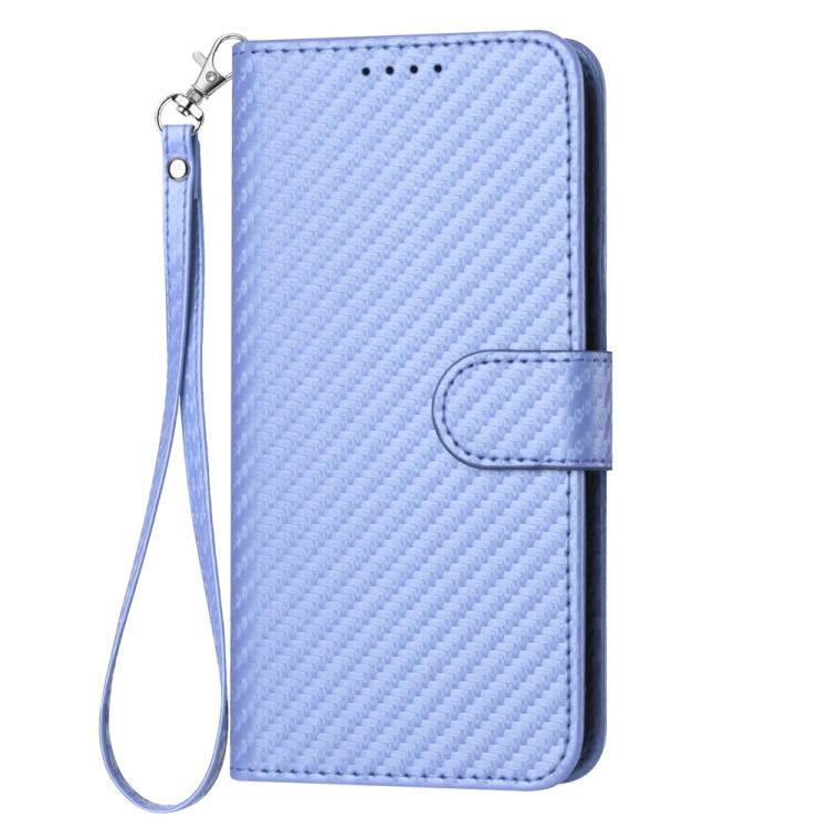 For Sharp Basio Active 3 YX0070 Carbon Fiber Buckle Leather Phone Case with Lanyard