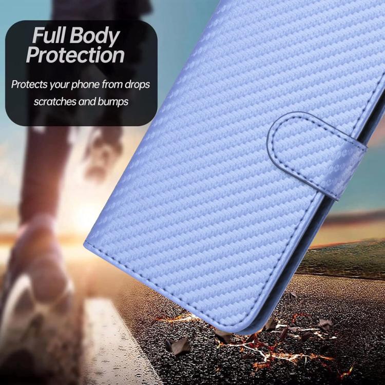 For Sharp Basio Active 3 YX0070 Carbon Fiber Buckle Leather Phone Case with Lanyard