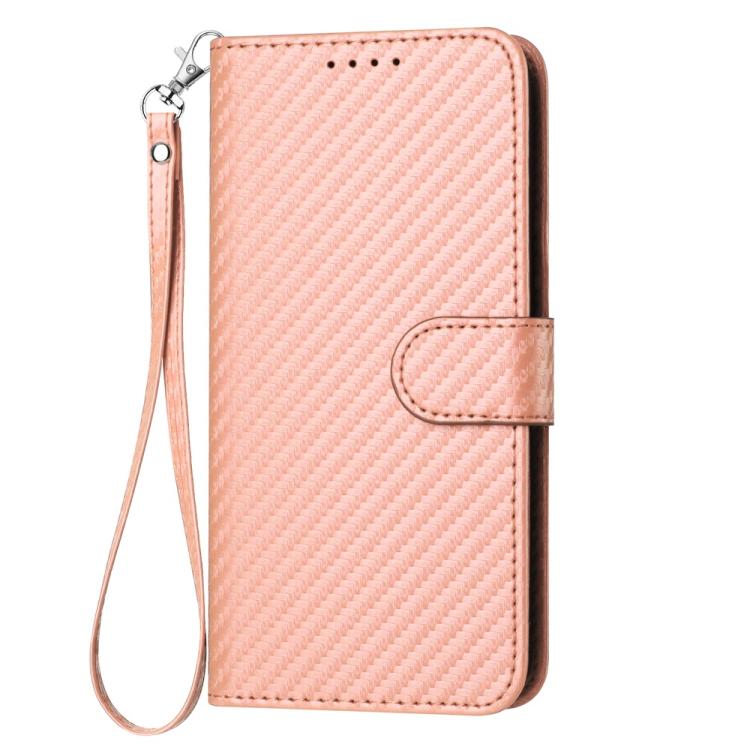 For Sharp Basio Active 3 YX0070 Carbon Fiber Buckle Leather Phone Case with Lanyard