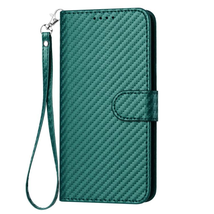 For Sharp Basio Active 3 YX0070 Carbon Fiber Buckle Leather Phone Case with Lanyard