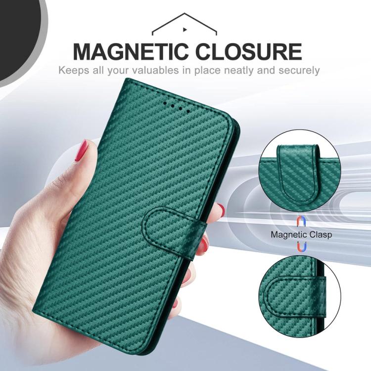 For Sharp Basio Active 3 YX0070 Carbon Fiber Buckle Leather Phone Case with Lanyard