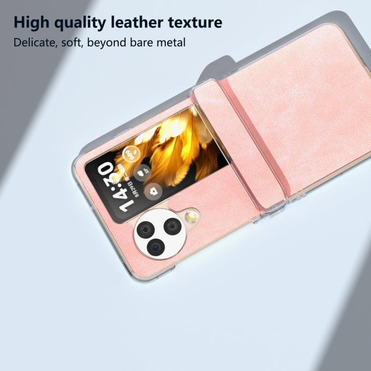For OPPO Find N3 Flip Three Parts PU Leather Transparent Edge Phone Case