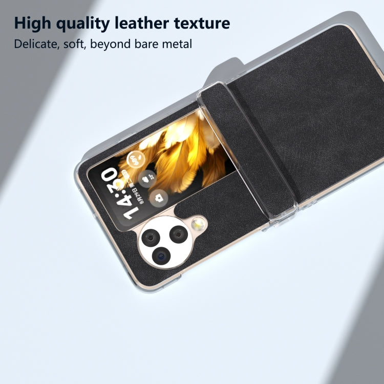For OPPO Find N3 Flip Three Parts PU Leather Transparent Edge Phone Case