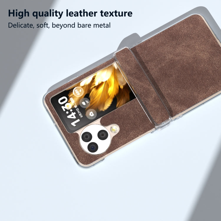 For OPPO Find N3 Flip Three Parts PU Leather Transparent Edge Phone Case