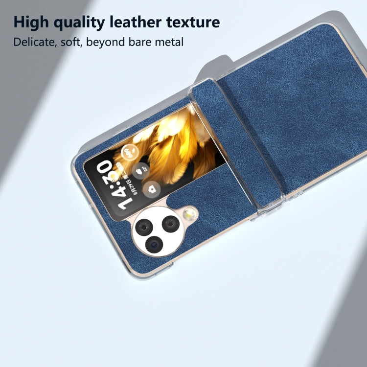 For OPPO Find N3 Flip Three Parts PU Leather Transparent Edge Phone Case