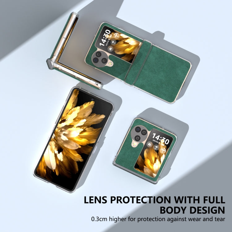 For OPPO Find N3 Flip Three Parts PU Leather Transparent Edge Phone Case