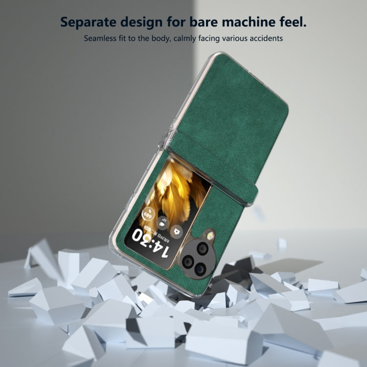 For OPPO Find N3 Flip Three Parts PU Leather Transparent Edge Phone Case