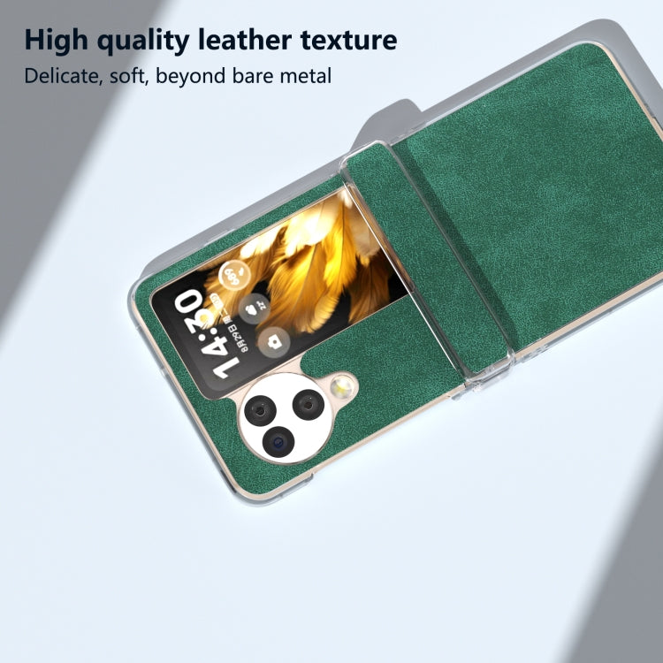 For OPPO Find N3 Flip Three Parts PU Leather Transparent Edge Phone Case