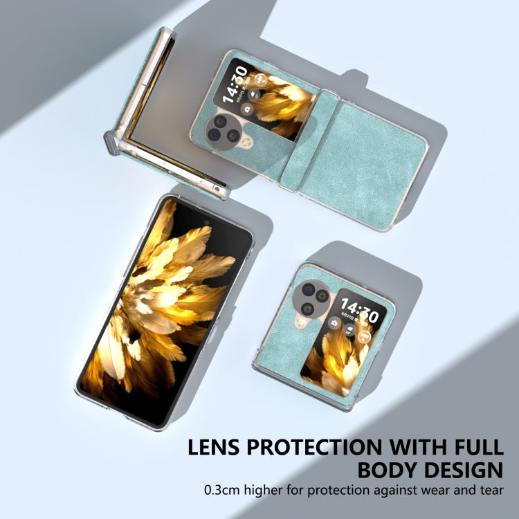 For OPPO Find N3 Flip Three Parts PU Leather Transparent Edge Phone Case
