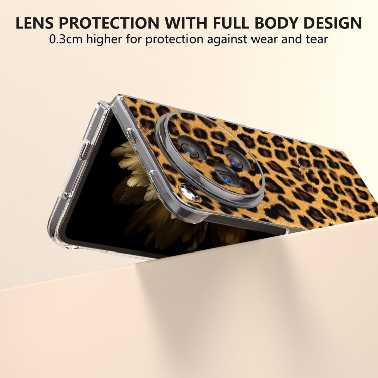 For OPPO Find N3 Transparent Frame Leopard Pattern Full Coverage Shockproof Phone Case