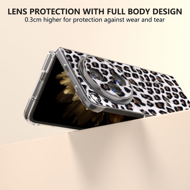 For OPPO Find N3 Transparent Frame Leopard Pattern Full Coverage Shockproof Phone Case