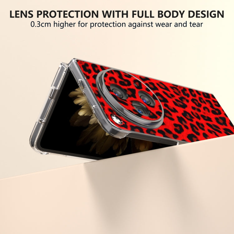 For OPPO Find N3 Transparent Frame Leopard Pattern Full Coverage Shockproof Phone Case