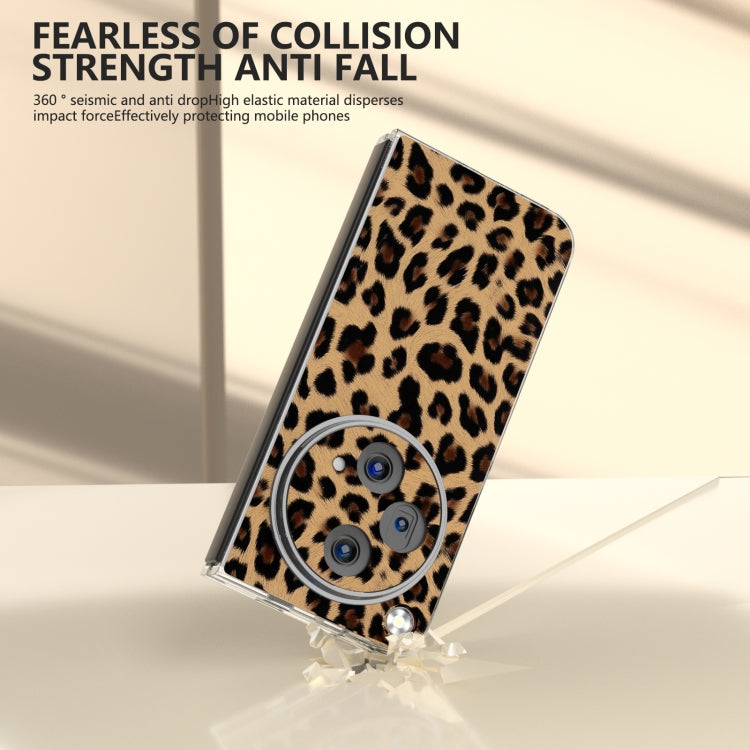 For OPPO Find N3 Transparent Frame Leopard Pattern Full Coverage Shockproof Phone Case