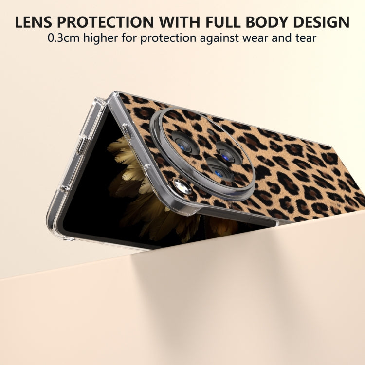 For OPPO Find N3 Transparent Frame Leopard Pattern Full Coverage Shockproof Phone Case