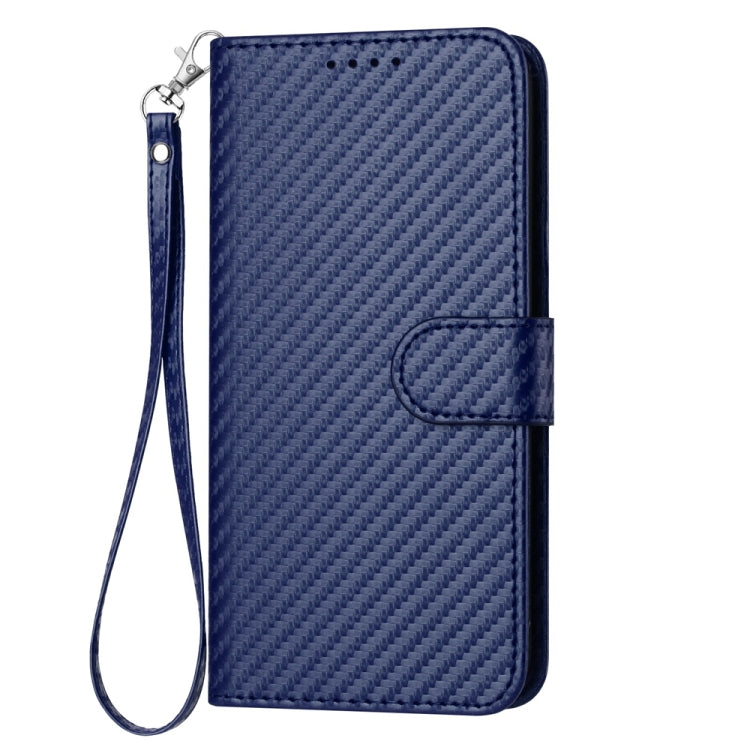 For Google Pixel 7a YX0070 Carbon Fiber Buckle Leather Phone Case with Lanyard