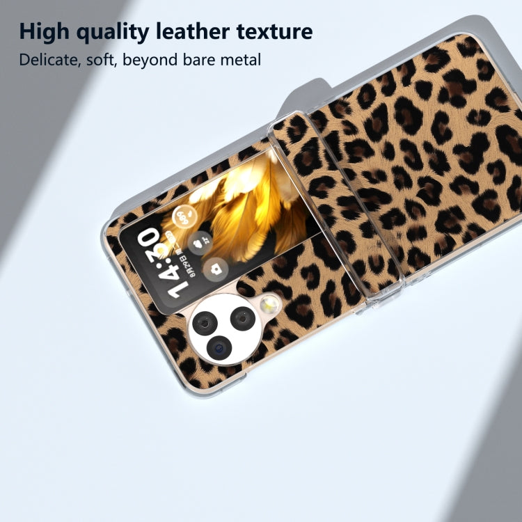 For OPPO Find N3 Flip Three Parts Transparent Frame Leopard Pattern Phone Case