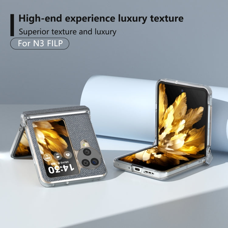 For OPPO Find N3 Flip  Three Parts Transparent Frame Diamond Phone Case