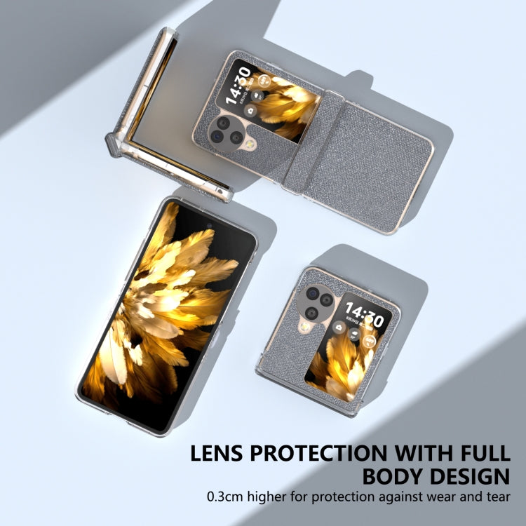 For OPPO Find N3 Flip  Three Parts Transparent Frame Diamond Phone Case