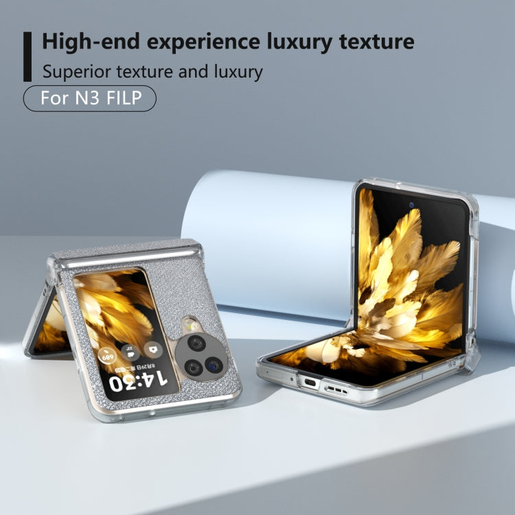 For OPPO Find N3 Flip  Three Parts Transparent Frame Diamond Phone Case