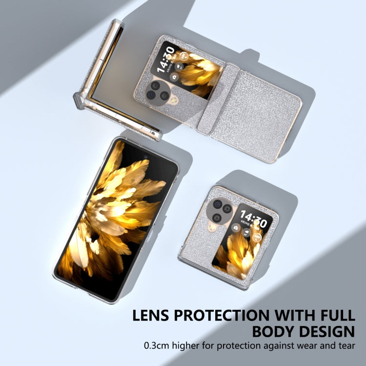 For OPPO Find N3 Flip  Three Parts Transparent Frame Diamond Phone Case