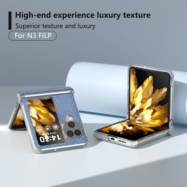 For OPPO Find N3 Flip  Three Parts Transparent Frame Diamond Phone Case