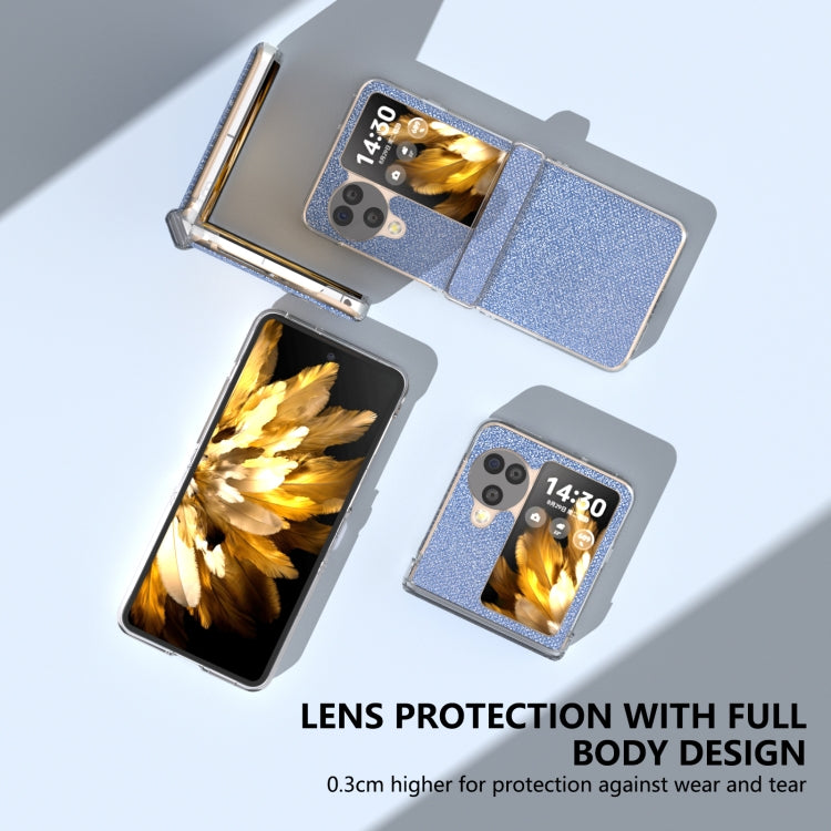 For OPPO Find N3 Flip  Three Parts Transparent Frame Diamond Phone Case