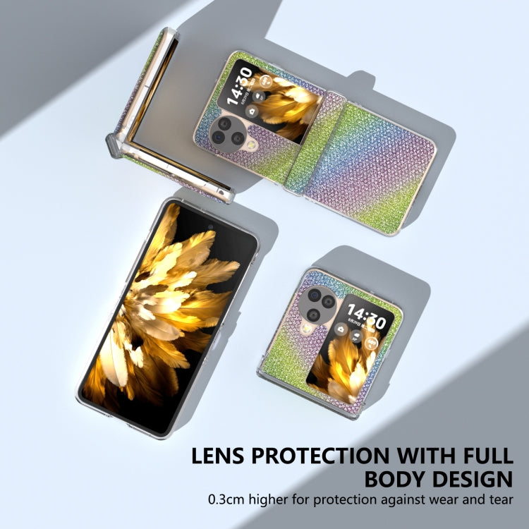 For OPPO Find N3 Flip  Three Parts Transparent Frame Diamond Phone Case