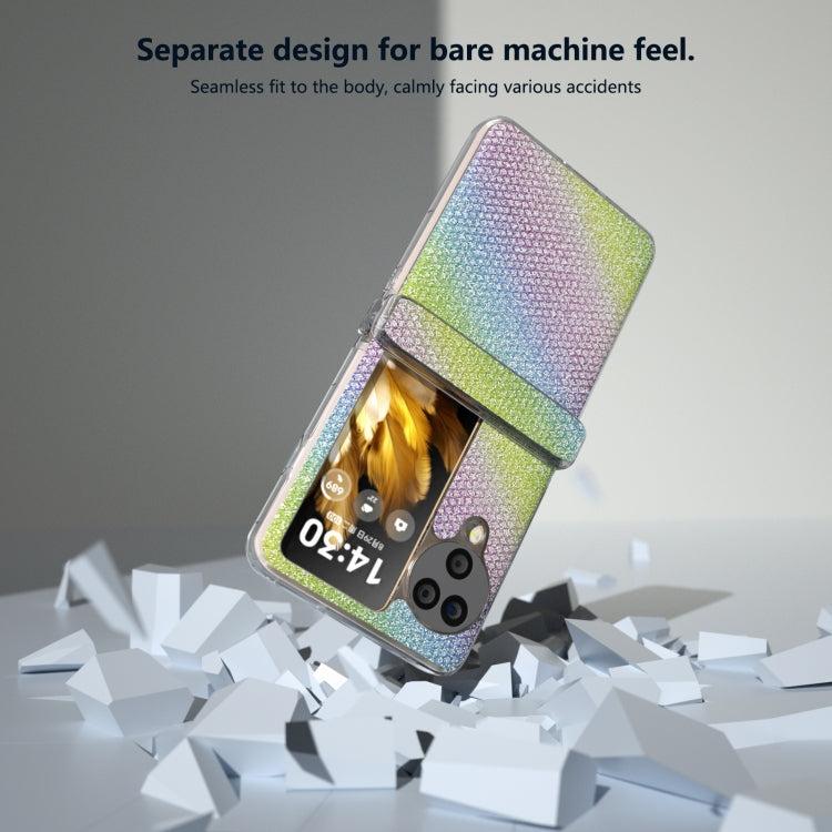 For OPPO Find N3 Flip  Three Parts Transparent Frame Diamond Phone Case