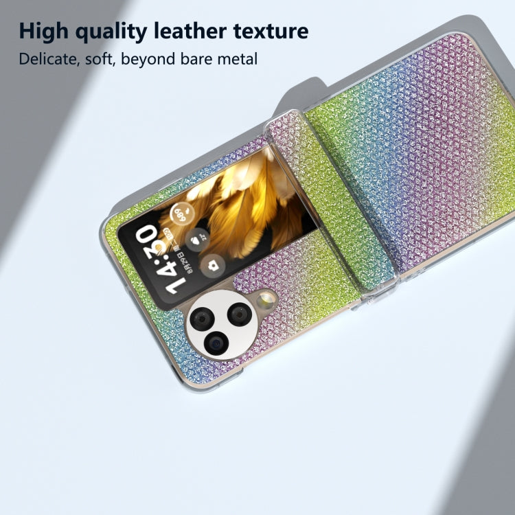For OPPO Find N3 Flip  Three Parts Transparent Frame Diamond Phone Case