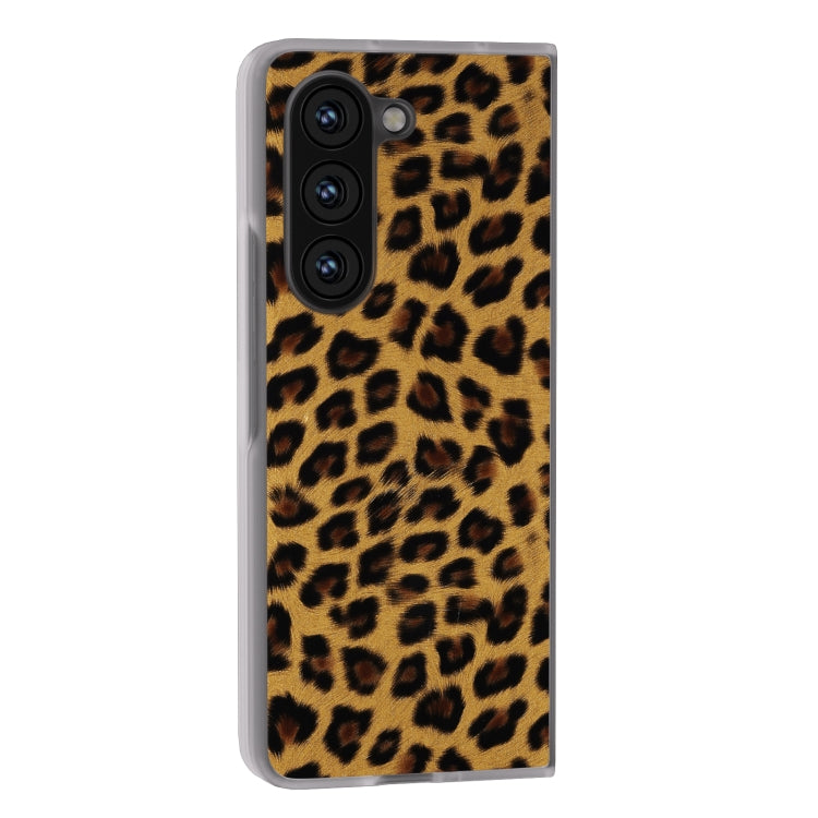 For Samsung Galaxy Z Fold5 Frosted Transparent Edge Leopard Print Phone Case