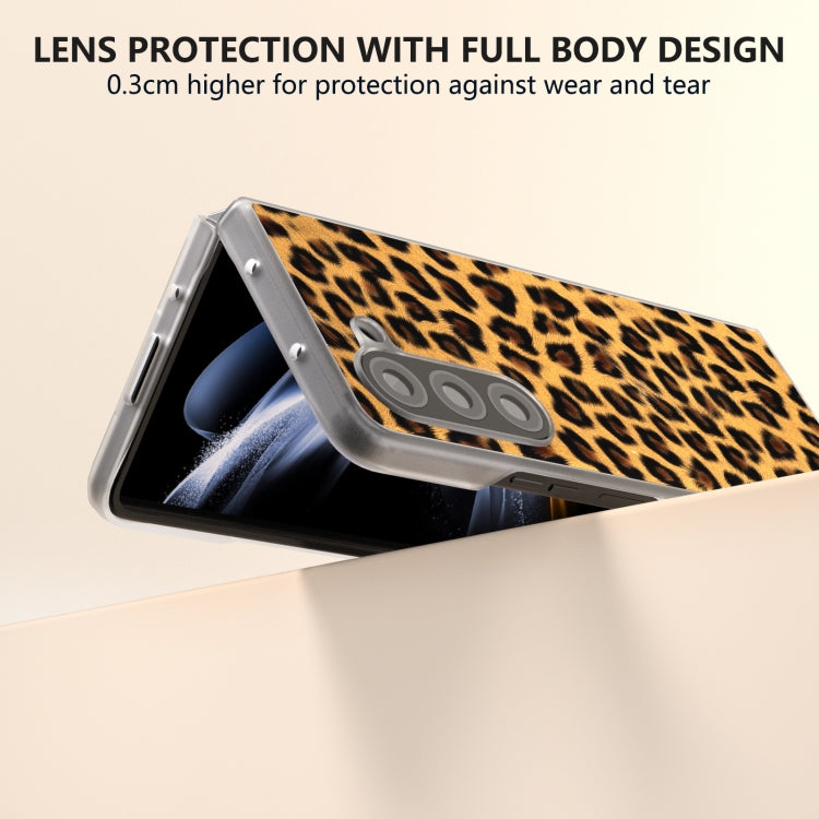 For Samsung Galaxy Z Fold5 Frosted Transparent Edge Leopard Print Phone Case