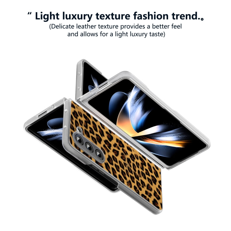 For Samsung Galaxy Z Fold5 Frosted Transparent Edge Leopard Print Phone Case