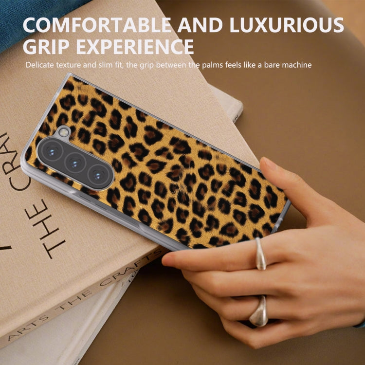 For Samsung Galaxy Z Fold5 Frosted Transparent Edge Leopard Print Phone Case