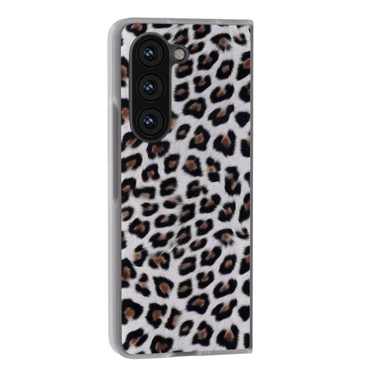 For Samsung Galaxy Z Fold5 Frosted Transparent Edge Leopard Print Phone Case