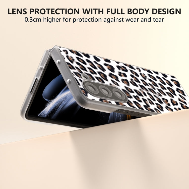 For Samsung Galaxy Z Fold5 Frosted Transparent Edge Leopard Print Phone Case
