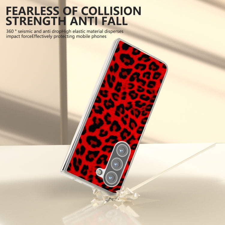 For Samsung Galaxy Z Fold5 Frosted Transparent Edge Leopard Print Phone Case