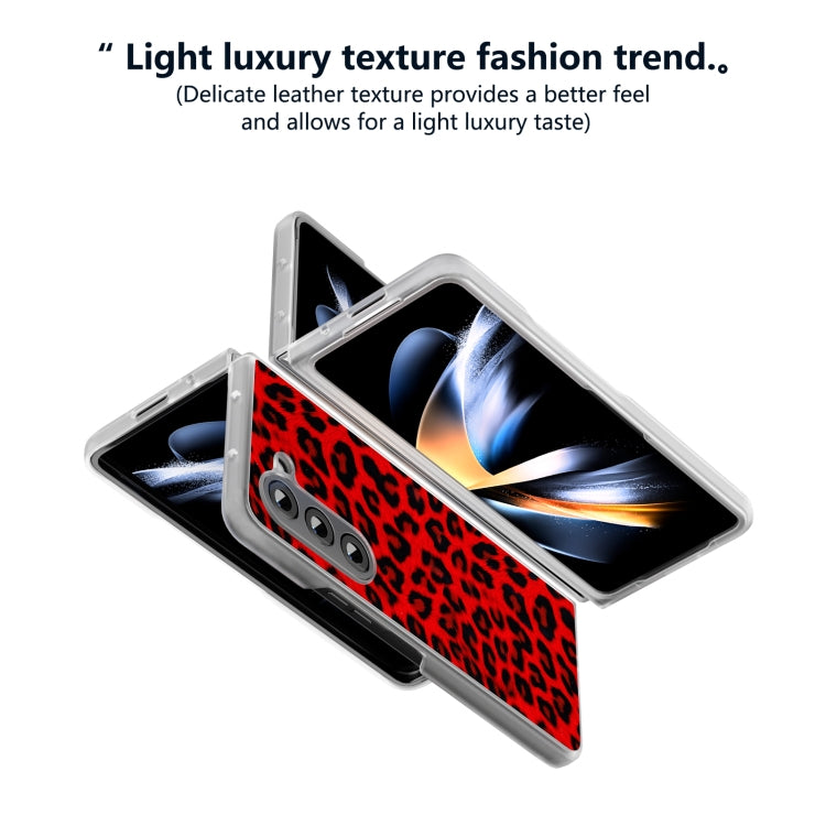 For Samsung Galaxy Z Fold5 Frosted Transparent Edge Leopard Print Phone Case