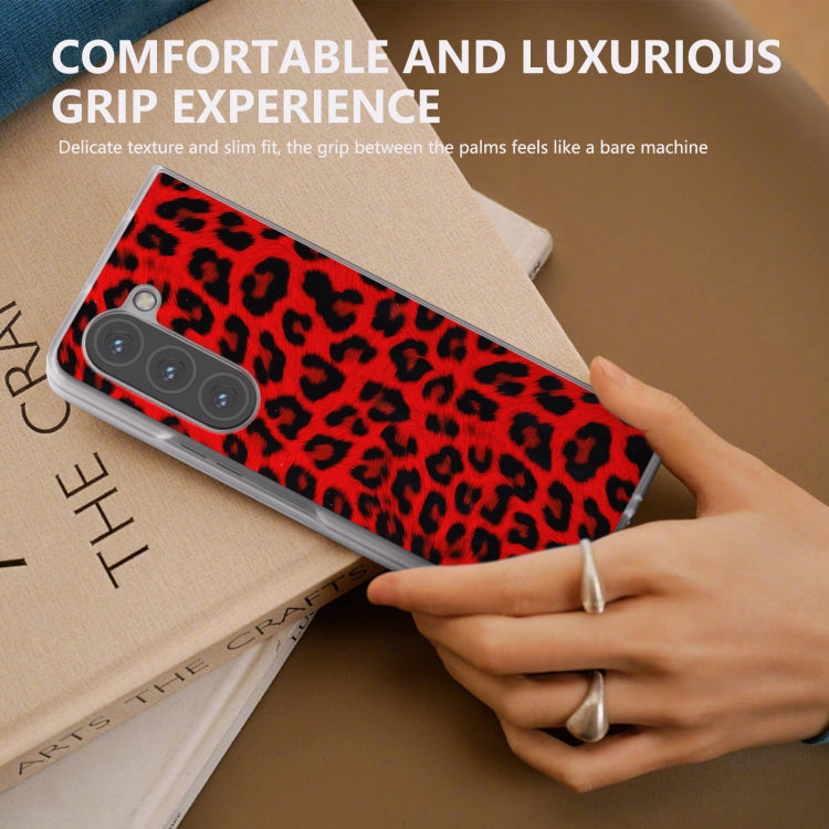 For Samsung Galaxy Z Fold5 Frosted Transparent Edge Leopard Print Phone Case